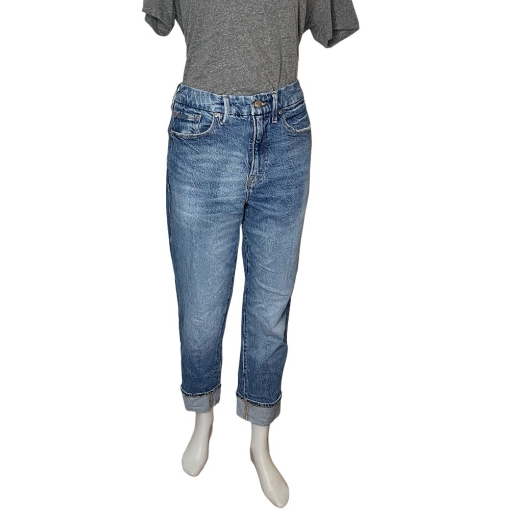 GOOD AMERICAN Blue Jeans Cuffed High Rise Medium Wash Size 6 28